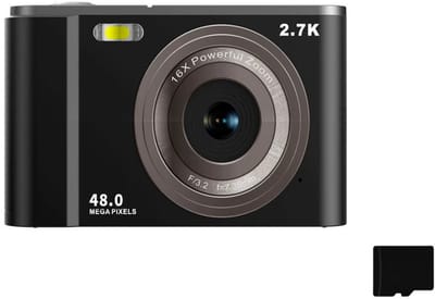 Digitale camera 2,7K 48MP 1080P, 16x zoom, 32GB geheugenkaart