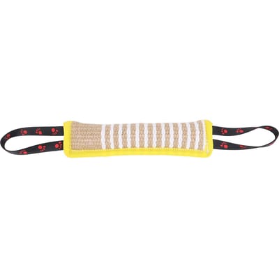 Oreiller de Morsure pour Chien Résistant aux Déchirures Interactif Portable Entraînement pour Chiot Jute Jouet de Traction avec Poignées Solides