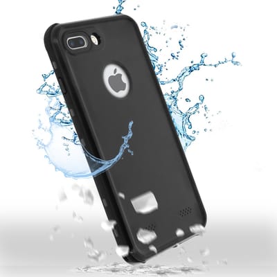 Redpepper, Hoesje Geschikt voor iPhone 7 Plus / 8 Plus Waterdicht met Schermbescherming, Zwart