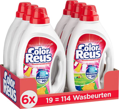 Color Reus Gel - Vloeibaar Wasmiddel - Gekleurde Was - Voordeelverpakking - 6 x 19 Wasbeurten
