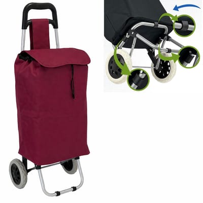 Dreamble® - Opvouwbare Boodschappentrolley - 46 Liter - Extra Stabiel dankzij 5 Bevestigingspunten - Rood