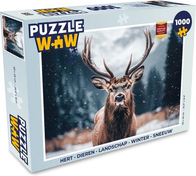 Puzzel Hert - Dieren - Landschap - Winter - Sneeuw - Legpuzzel - Puzzel 1000 stukjes volwassenen