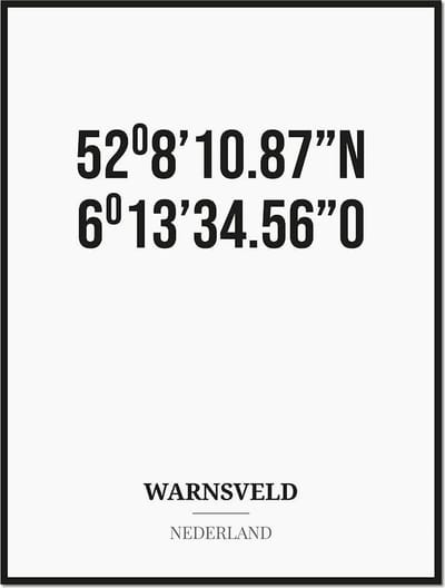 Poster/kaart WARNSVELD met coördinaten