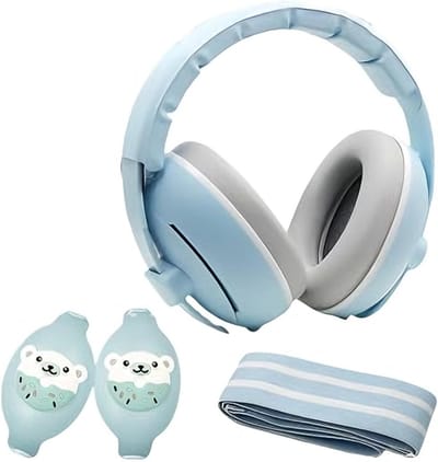 Oorkappen voor baby's en peuters tot 48 maanden, 2-in-1 geluidsbescherming met verstelbare hoofdband, 25dB geluidsreductie en comfortabele pasvorm