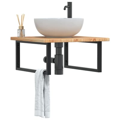 vidaXL - Badkamer - wandschap - staal - en - massief - eikenhout