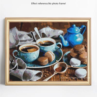 Peinture Diamant 5D DIY Forage Complet Rond Broderie Café Vente Photos de Strass Diamant 20X30 gray