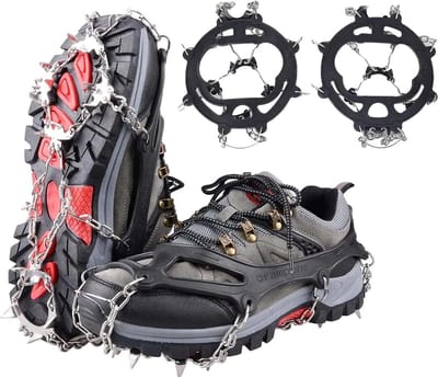 Famanu - Stijgijzers Voor Wandellaarzen, Ijssneeuwgrepen Sneeuwspikes, 8 Tanden Roestvrijstalen Antislip, Schoenen Met 8 Roestvrijstalen Spikes, Voor Wandelen, Klimmen En Wandelen