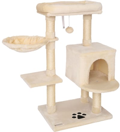 lionto Kattenkrabpaal, met grot, ligbed & sisalpalen, beige