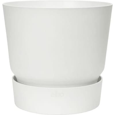 Elho Greenville Rond 30 - Grote Bloempot voor Buiten met Waterreservoir - 100% Gerecycled Plastic - Ø 29.5 x H 27.8 cm - Wit