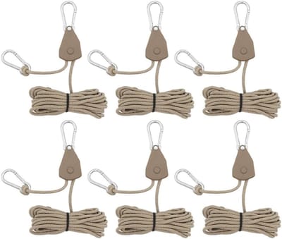 Verstelbare ratelkoord set van 6 stuks - 4m 1/8 inch touw voor plantenlampen, kamperen en hiken