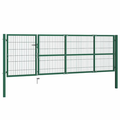 vidaXL - Poort - met - palen - 350x100 - cm - staal - groen