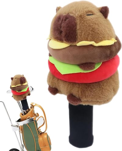 Capybara Golf rackethoofdhoezen – pluche cartoon racketbescherming, krasbestendige hoes, nieuw, grappig design-accessoires, mannen, vrouwen, beginners, professionals, indoor, outdoor, putter