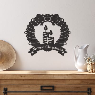 Wanddecoratie Kerst - Muurdecoratie Adventskrans - Kerstkrans - Muurdecoratie Hout - Wanddecoratie Hout - Muurdecoratie Woonkamer - Wanddecoratie Woonkamer - Wanddecoratie Kerstmis - Home Decor - Wall Line Art - 32 x 29 cm