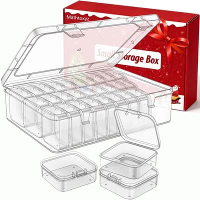 Dailygoods- Kralenbox met 31 stuks - Opbergdoos met deksel - Doorzichtige opslagdozen - Kunststof - Scharnierend deksel - Voor armband maken