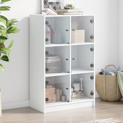 vidaXL - Hoge - kast - met - deuren - 68x37x109 - cm - bewerkt - hout - wit