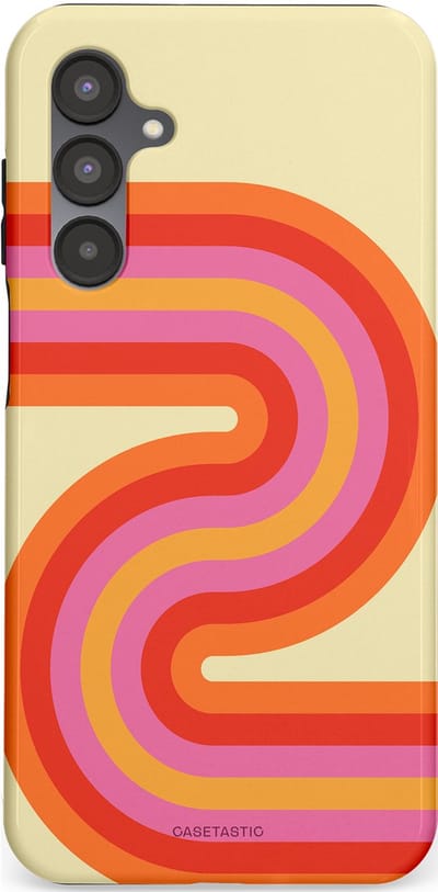 Casetastic hoesje geschikt voor Samsung Galaxy A16 - Dubbellaagse bescherming - Retro wave - Fashion Case - Zand Rood Oranje Roze