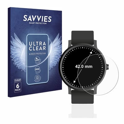 Savvies - Screenprotector voor Horloges (Rond, ø: 42 mm) - Folie Beschermfolie transparant 6 Stuks