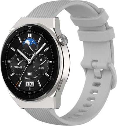 Strap-it Luxe siliconen smartwatch bandje - geschikt voor Huawei Watch GT 1 / GT 2 / GT 3 / GT 3 Pro / GT 4 46mm / GT 5 & 5 Pro (46mm) / GT 2 Pro / GT Runner / Watch 3 (Pro) / Watch 4 (Pro) / Watch Ultimate - grijs