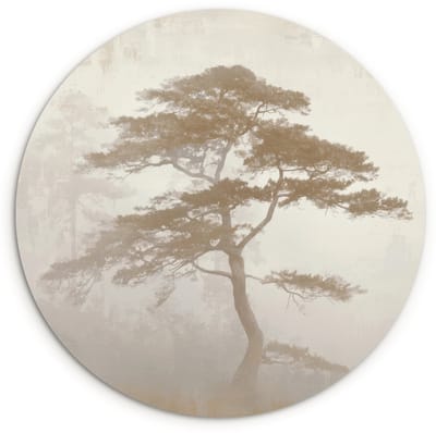WallCircle® Wandcirkel 120x120 cm - Muurcirkel Boom - Oosterse stijl - Landschap - Muurdecoratie woonkamer - Wanddecoratie slaapkamer - Kamer decoratie accessoires - Ronde schilderijen XXL