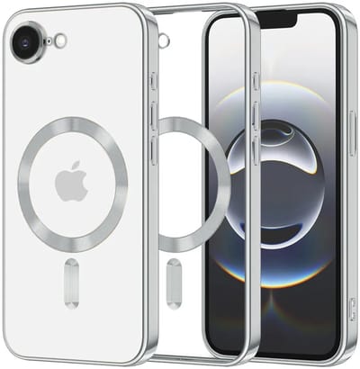 Hoesje geschikt voor Apple iPhone 17e/16e - Techsuit Luxury Crystal Back Cover - Geschikt voor MagSafe - Transparant/Zilver