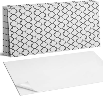 Coloray Plaktegels - Patroon met symmetrische vormen Wandtegel Zelfklevend - 60 cm x 30 cm - Zwart Plaktegels - 6 stuks - Rechthoek PVC Tegels - Plaktegels Keuken - Zelfklevende Vloertegels Badkamer - Vinyl Tegels - Zelfklevende Wandtegels