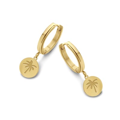 CO88 Collection Sense 8CE-70085 Stalen Oorringen - 16 mm - Palmboom - Goudkleurig