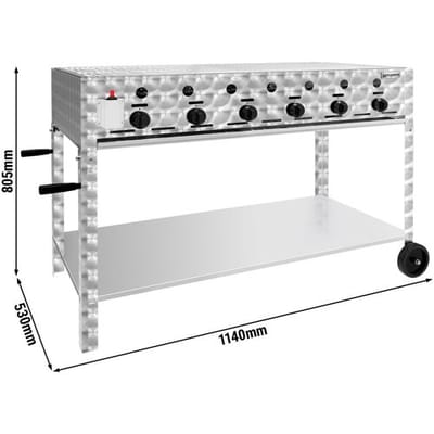 GGM Gastro Gasgrill - 22,5 kW - 6 Brenner - inkl. mobilem Untergestell & Grillrost
