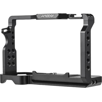 Andoer Camera Cage + Top Handle Kit Caméra en alliage d’aluminium Cage vidéo avec supports de chaussure froide Nombreux Camera Cage Only