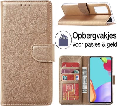 Hoesje geschikt voor Samsung Galaxy A72 Book Case - Bookstyle Cover - Galaxy A72 (5G) Portemonnee Hoesje - Wallet Case - GOUD - EPICMOBILE