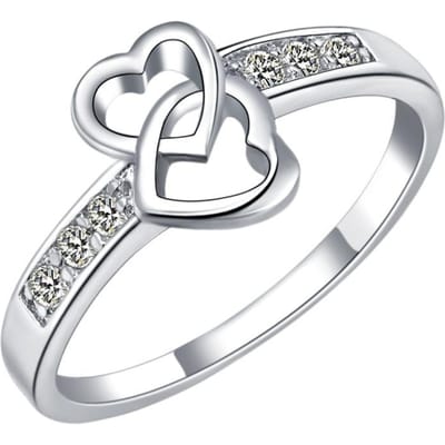 925 Sterling Zilveren Ringen Mooi Lieflijk Mode Bruiloft Hart Feest Witgoud Kleur Schattige Vrouwen Steen Kristal Luxe Sieraden 8 white