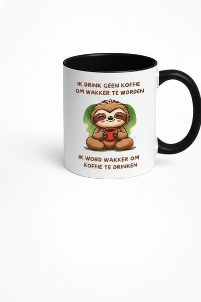 Grappige Koffiemok - "Ik Drink Geen Koffie Om Wakker Te Worden" - Sloth Design