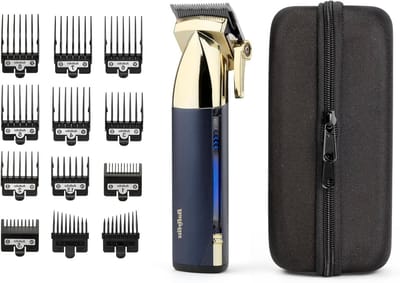Metalen Tondeuse - Haartrimmer Set - Professioneel Knippen - Japanse Stalen Messen - 3 Uur Gebruik - Goud Blauw