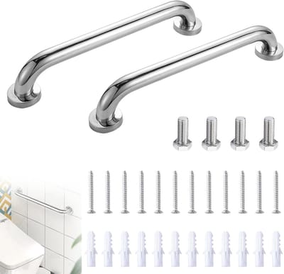Set van 2 Stevige RVS Handgrepen voor Veiligheid in Douche, Badkamer en Toilet - Antislip