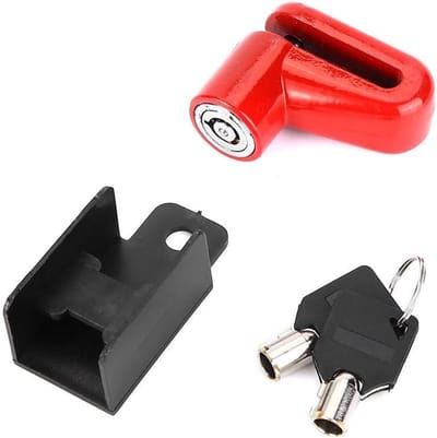 Slot met schijfremmen, schijfremmen van metaal, diefstalbeveiliging, met frame en kunststof sleutels voor motorfiets en fiets (rood)
