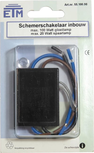 ETM schemerschakelaar inbouw - universeel - voor max 40-100W gloeilamp - voor max 5-20W TL en spaarlamp