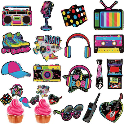 32-delige cupcake topperset voor verjaardagsfeesten - Decoraties voor volwassenen, DIY taarttoppers en feestversiering voor roller skating thema