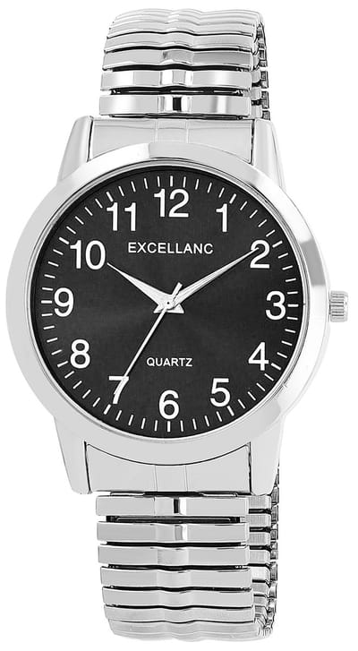 EXCELLANC herenhorloge roestvrij staal zilverkleurig, mineraalglas