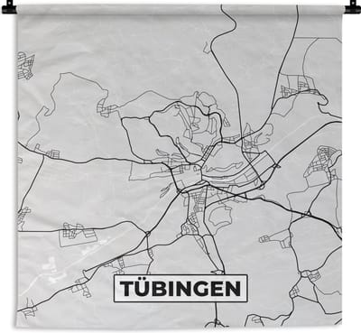 Wandkleed - Wanddoek - Duitsland - Plattegrond - Kaart - Tübingen - Stadskaart - 180x180 cm - Wandtapijt