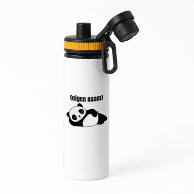 Hacebo® - liggende panda met eigen naam waterfles met draaidop oranje - Panda - panda liefhebbers - iemand die houdt van panda's - verjaardag - cadeau - kado - water fles - 850ML