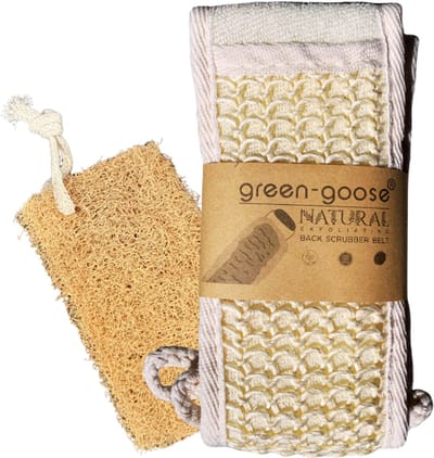 Exfoliërende Loofah Rugscrubber voor Dode Huidverwijdering - Natuurlijke Badspons Set van 2