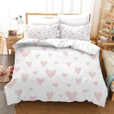 Dekbedovertrek 3D Beddengoedset, Dekbedovertrek Voor Hart Cartoon Print Kind Jongens Tieners, Microvezel Queen Voor Meisjes Kinderkamer W135xL200cm