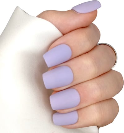 SD Press on Nails - B-124 - Plaknagels - Nagelset 20 Nagels - Lila Matte - Gellak - Nagellak - XS Coffin Nageltips - Nepnagels met Lijm - Kunstnagels - Nail Art - Handmade - Valse nagels - Nagelvijl - Accessoires - Matte Nagels - Lilac
