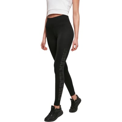 Urban Classics - High Waist Branded Legging - XS - Zwart