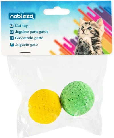 Nobleza Kattenspeelgoed - Speelballetjes zacht schuimrubber - Katten speelgoed balletjes - Schuimballetjes - 2 stuks
