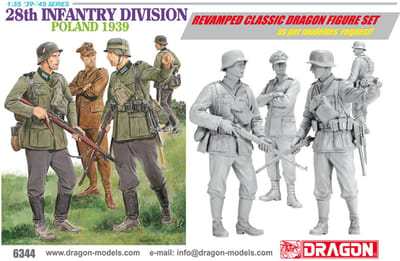 Dragon Modelbouwpakket Militaire voertuigen - 6344 28e Infanterie Divisie - Polen 1939 WWII - 4 Figuren Plastic - 1:35 - Modelbouw