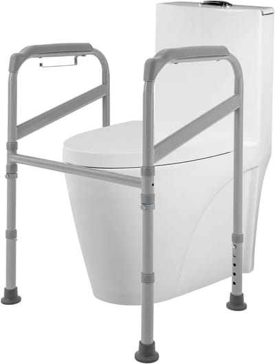 In Hoogte Verstelbaar Toiletframe met Antislip Handgrepen - Stevige Opstahulp voor Ouderen en Zorgbehoevenden