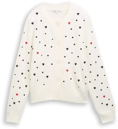 Tom Tailor Denim - Relaxed fit vest met borduursels - Maat M - white black dots and hearts