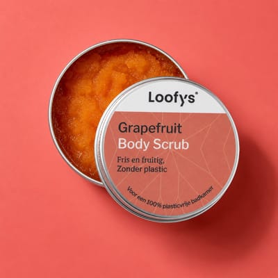Loofys Body Scrub Grapefruit - Natuurlijke & Exfoliërende Lichaamsscrub - Plasticvrij, Vegan & Duurzaam - Herbruikbaar Blikje - 150g