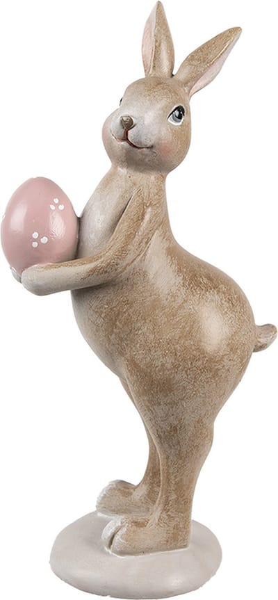 Clayre & Eef Decoratie Beeld Konijn 18 cm Beige Kunststof