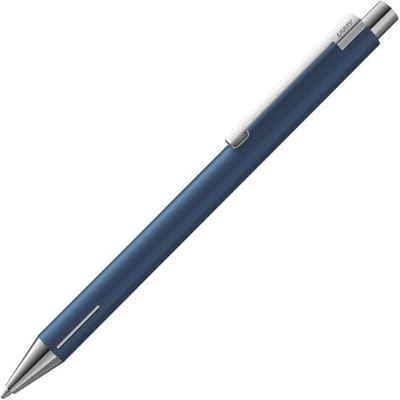 LAMY econ balpen 240 – elegante balpen van roestvrij staal in mat indigo met kenmerkende gebogen clip – inclusief LAMY M 16 grote vulling in zwart, schrijfdikte M